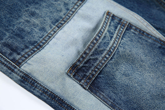 Jeans Vintage Deconstruido con Parches Pesados Lavado Retro - Image 16