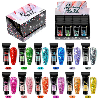 Set de 12 Colores Extensores de Uñas con Lentejuelas - Image 37