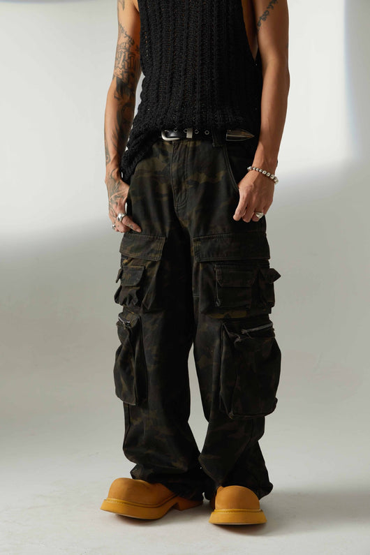 Pantalón de Trabajo Camuflaje Americana Cintura Alta Pierna Ancha - Image 19