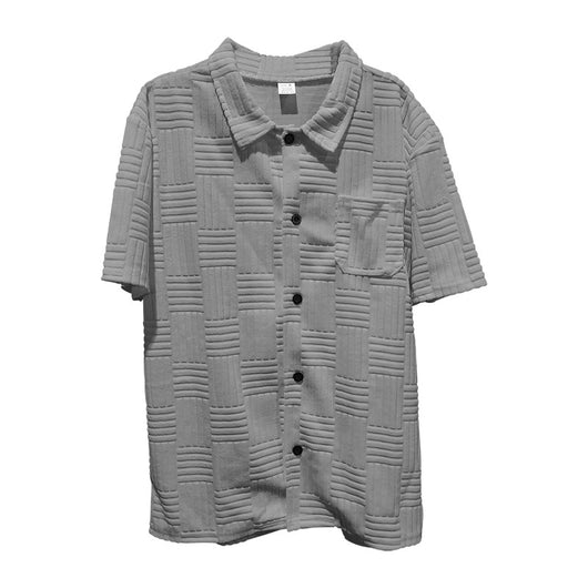 Camisa Casual Jacquard con Solapa y Botones - Conjunto Elegante para Hombre - Image 66