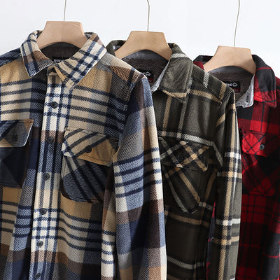 Camisa de Franela a Cuadros Cálida y Cómoda con Solapa - Image 14