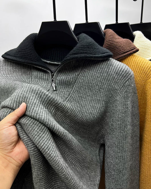 Suéter Abrigo Hombre Invierno Cuello Solapa Alto - Image 12