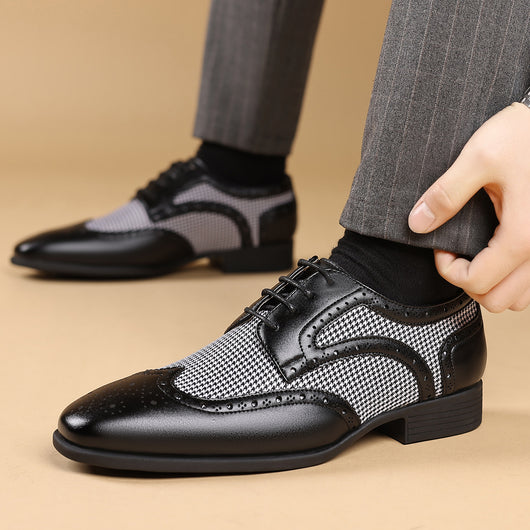Zapatos Casuales de Cuero con Patrón Pata de Gallo para Hombre - Image 38