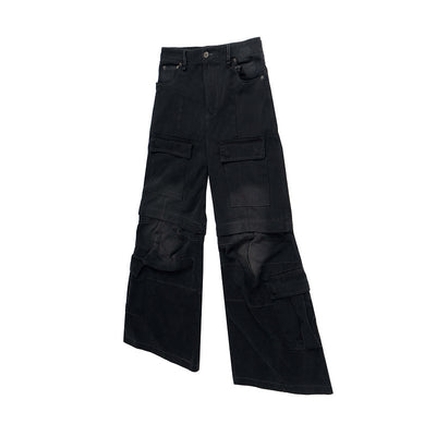 Overol Denim Vintage Desgastado con Bolsillos Múltiples y Doble Uso - Image 37