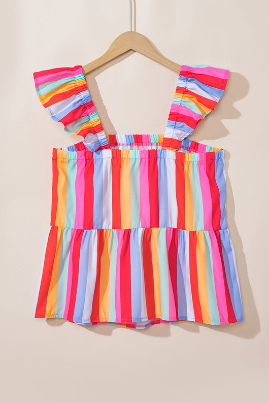Chaleco Cuello Cuadrado con Rayas Contraestampadas para Primavera y Verano - Image 17