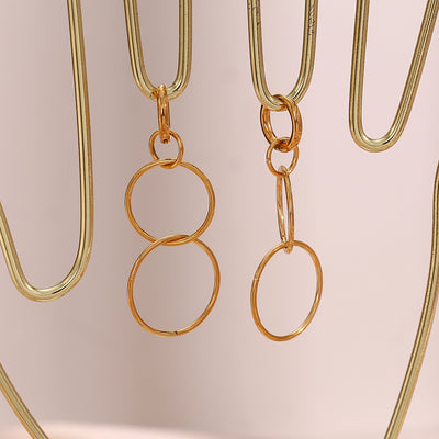 Aretes Circulares Largos Chapados en Oro 18K Acero Inoxidable - Image 21