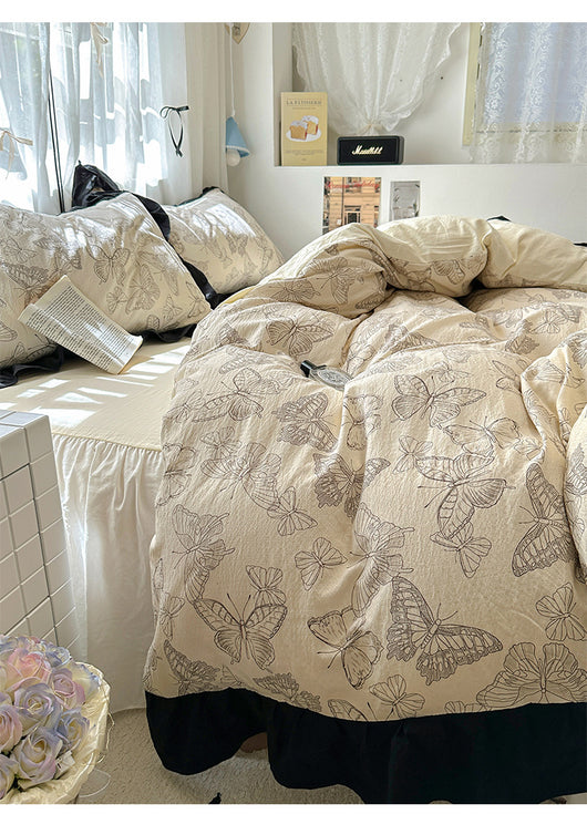 Juego de Cama Algodón Lavado Encaje Tulipán Estilo Coreano 4 Piezas - Image 30