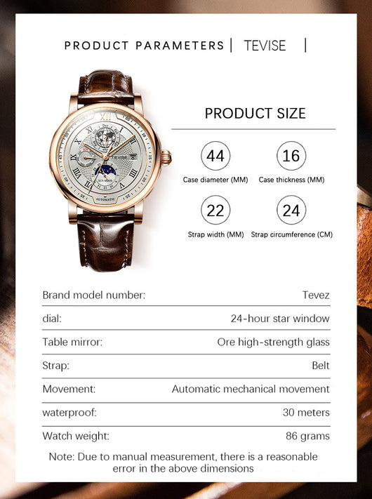 Reloj Automático Fases Lunares Resistente al Agua para Hombre - Image 32