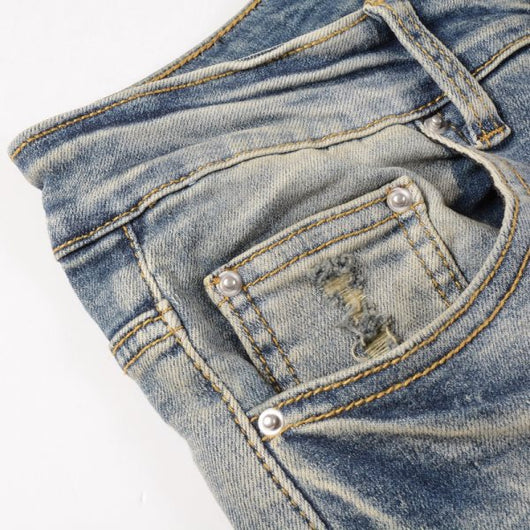 Pantalones Vaqueros Vintage Rotos para Hombre con Estampado de Gato y Parches - Image 14