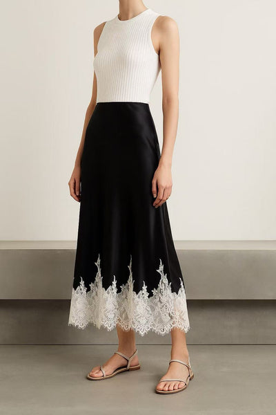 Falda Fishtail de Encaje Satinado Premium con Costura de Cadera - Image 17