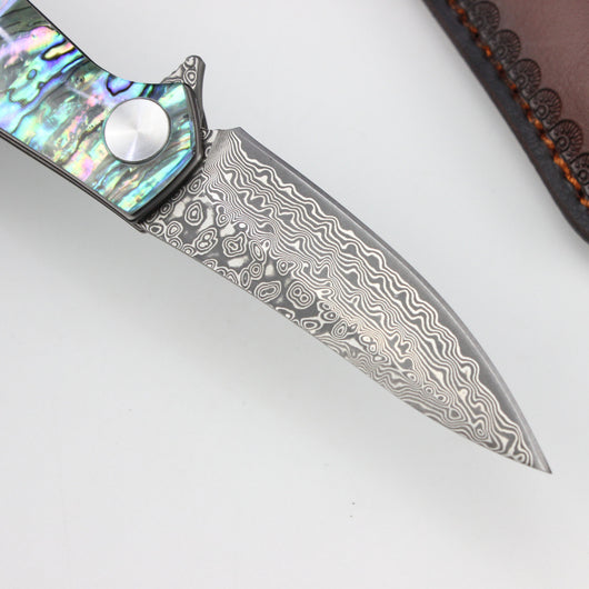 Cuchillo de Acero Damasco con Mango de Concha de Color - Image 15