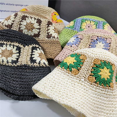 Sombrero Cubo de Paja Floral Elegante Plegable - Image 19