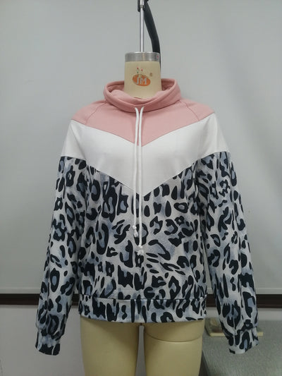 Sudadera con Capucha Patchwork Estampado Leopardo y Contraste de Colores para Mujer - Image 13