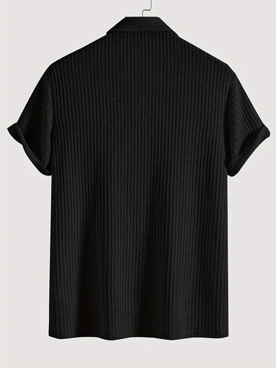 Camisa Casual de Punto Rombo con Solapa - Corte Holgado Manga Corta Hombre - Image 69