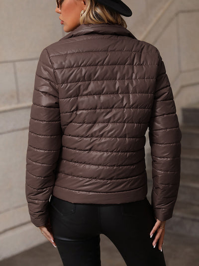 Chaqueta Casual de Cuello Alto en Algodón - Estilo Europeo y Americano para Mujer - Image 18