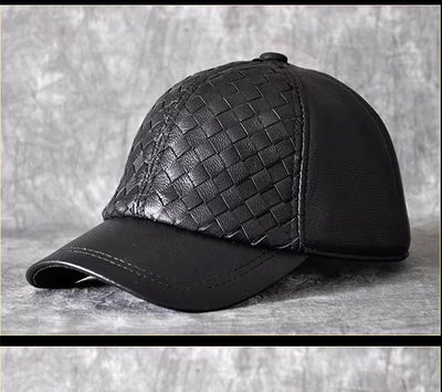 Gorra de Beisbol Invierno Cuero Genuino Piel de Cabra para Hombre - Image 30
