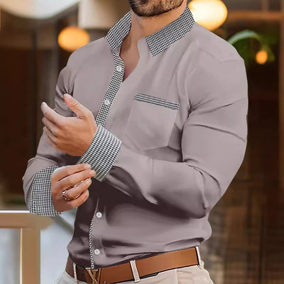 Camisa Casual de Rayas Sólidas para Hombre - Primavera y Otoño - Image 48