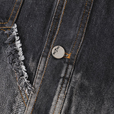 Chaqueta Denim Vintage Destruida Estilo Retro Americano - Image 10
