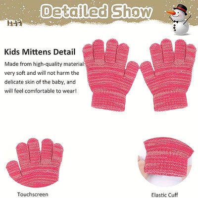 Conjunto Infantil de Gorro, Bufanda y Guantes Tejidos con Pompones - Image 31