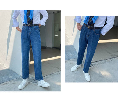 Jeans Slim Fit Estilo Retro Británico para Hombre - Image 13