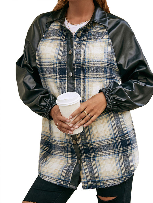 Chaqueta Casual de Cuadros con Paneles Sueltos y Bolsillos Dobles - Image 17