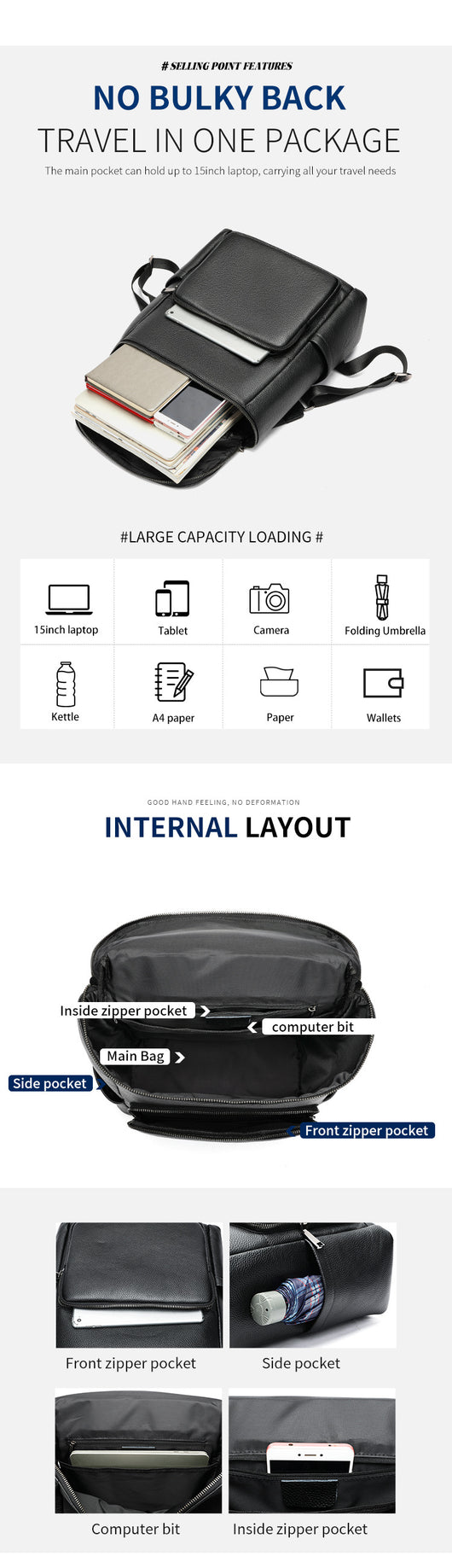 Mochila Ejecutiva de Cuero para Laptop - Diseño Profesional y Funcional - Image 12