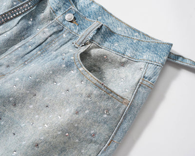 Shorts de Mezclilla con Cinturón Brillante Estilo Ins - Image 16
