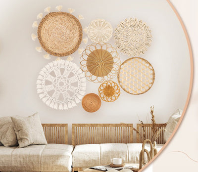 Decoraciones Bohemias Tejidas en Paja - Combinación de Pared Artesanal - Image 24