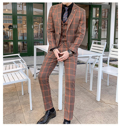 Traje Slim Fit 3 Piezas Fusión Coreana y Británica para Hombre - Image 19