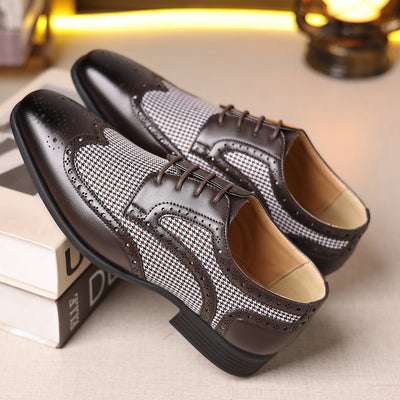 Zapatos Casuales de Cuero con Patrón Pata de Gallo para Hombre - Image 32