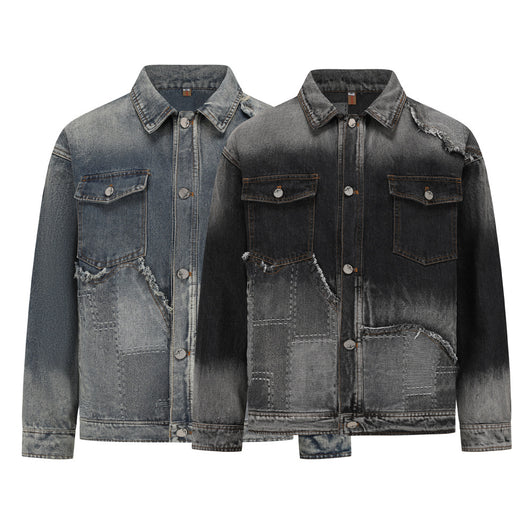 Chaqueta Denim Vintage Destruida Estilo Retro Americano - Image 26