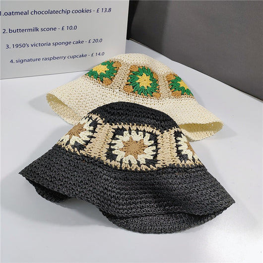 Sombrero Cubo de Paja Floral Elegante Plegable - Image 17