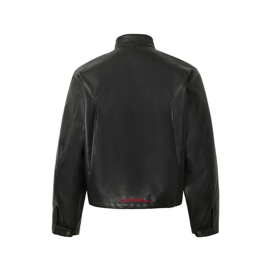 Chaqueta de Cuero Estilo Retro Americano con Detalles de Tartán - Image 50