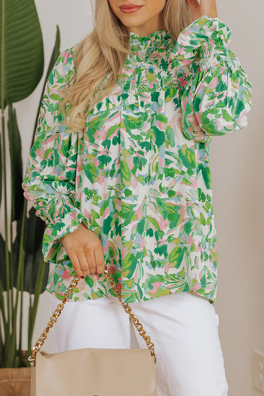 Blusa Cuello Alto de Chifón con Estampado a Juego de Colores - Image 19