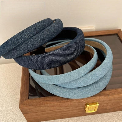 Diadema Retro de Tela Denim con Estilo Minimalista - Image 25
