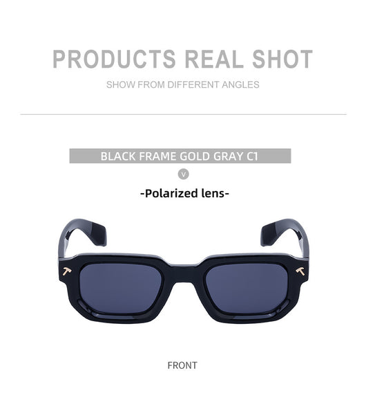 Men's square frame sunglasses with a two-tone brown and black frame, dark green lenses, and tortoise shell temples. - Image 35