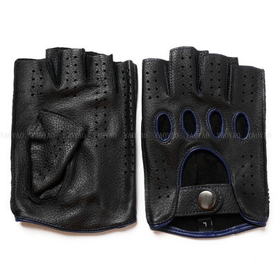Guantes de Cuero Mitad Dedo para Motociclismo y Actividades al Aire Libre - Image 29