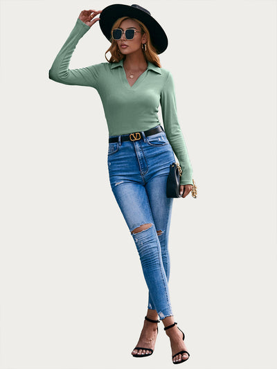 Blusa Slim Cuello V Manga Larga Kenji - Prenda Base Essencial - Image 16
