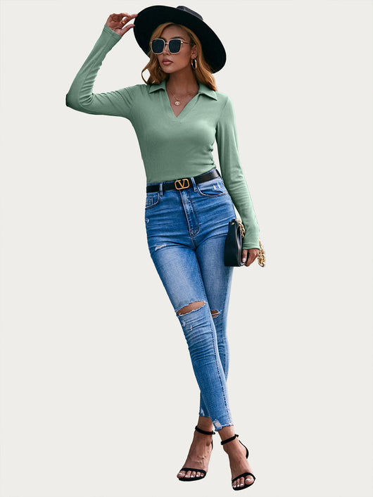 Blusa Slim Cuello V Manga Larga Kenji - Prenda Base Essencial - Image 16