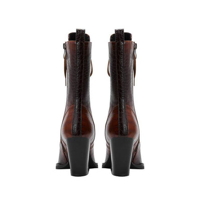 Botas Tacón Grueso Retro con Patrón de Piedra y Cordones - Estilo Fashion - Image 28