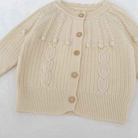 Conjunto de Dos Piezas: Enterizo Tejido con Bolas de Burbujas y Abrigo para Bebé Niña - Image 15