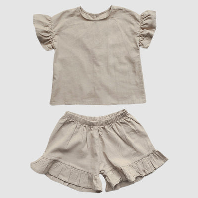 Conjunto Infantil de Algodón y Lino con Volantes - Camiseta Suelta y Casual - Image 30