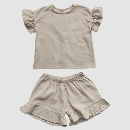 Conjunto Infantil de Algodón y Lino con Volantes - Camiseta Suelta y Casual - Image 30