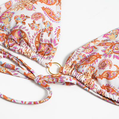 Bikini Estampado Espalda Descubierta con Cordones y Anillos - Image 31