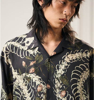 Camisa Cubana de Manga Corta con Patrón de Hueso de Serpiente - Diseño Original - Image 29