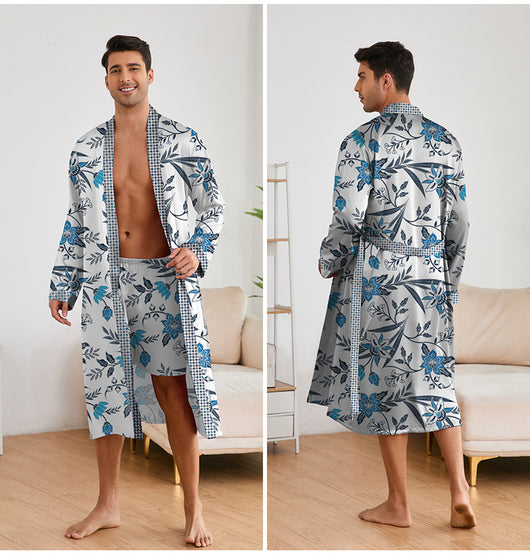 Bata Estampada para Hombre con Mangas Largas y Pantalón Corto - Image 23