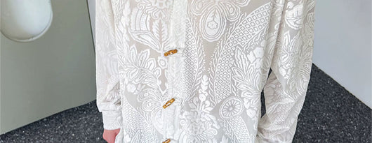 Camisa Hombre Terciopelo Jacquard con Botones de Asta de Vaca - Image 35
