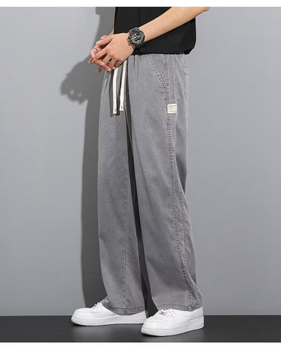 Pantalones Anchos de Pierna Recta en Tela Ice Silk para Hombre - Image 14