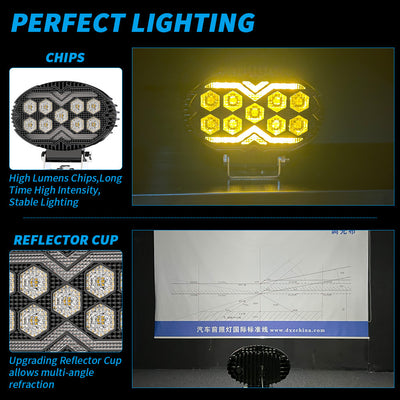 Faro de Trabajo LED Oval 55" Dual Color - Luz de Inundación para Vehículos y Proyectos - Image 17