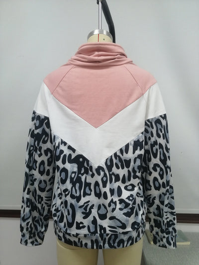 Sudadera con Capucha Patchwork Estampado Leopardo y Contraste de Colores para Mujer - Image 15
